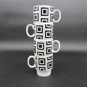 Geometric Black and White Stackable Mugs
